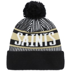 New Orleans Saints New Era Black Striped  Cuffed Knit Hat with Pom