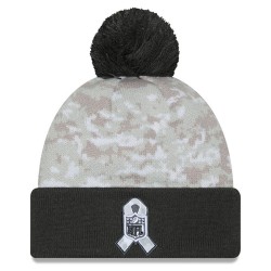 New York Giants  New Era White-Graphite 2024 Salute To Service Digital Camo Cuffed Knit Hat with Pom