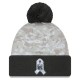 New York Giants  New Era White-Graphite 2024 Salute To Service Digital Camo Cuffed Knit Hat with Pom