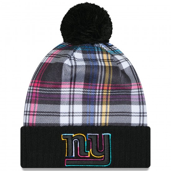 New York Giants New Era Black 2024 NFL Crucial Catch Cuffed Knit Hat with Pom