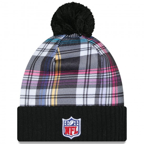 New York Giants New Era Black 2024 NFL Crucial Catch Cuffed Knit Hat with Pom