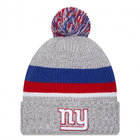 New York Giants New Era Heather Gray Cuffed Knit Hat with Pom