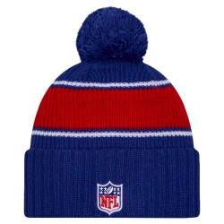 New York Giants New Era Royal 2024 Sideline Cuffed Knit Hat with Pom