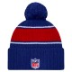 New York Giants New Era Royal 2024 Sideline Cuffed Knit Hat with Pom