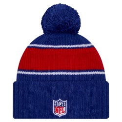 New York Giants New Era Royal 2024-25 Sideline Cuffed Knit Hat with Pom