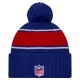 New York Giants New Era Royal 2024-25 Sideline Cuffed Knit Hat with Pom