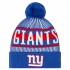 New York Giants New Era Royal Striped  Cuffed Knit Hat with Pom