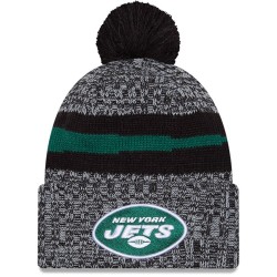 New York Jets  New Era Black 2023 Sideline Cuffed Knit Hat With Pom