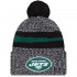New York Jets  New Era Black 2023 Sideline Cuffed Knit Hat With Pom