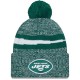 New York Jets  New Era Green 2023 Sideline Cuffed Knit Hat With Pom