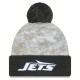 New York Jets  New Era White-Graphite 2024 Salute To Service Digital Camo Cuffed Knit Hat with Pom