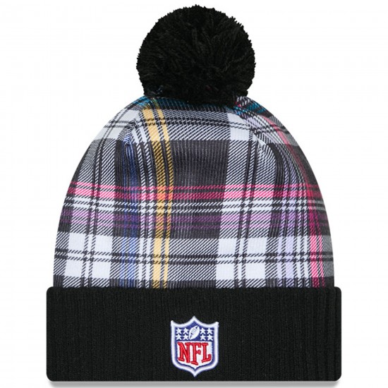 New York Jets New Era Black 2024 NFL Crucial Catch Cuffed Knit Hat with Pom