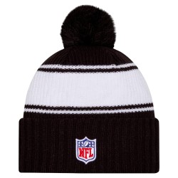 New York Jets New Era Black 2024 Sideline Cuffed Knit Hat with Pom