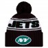 New York Jets New Era Black 2024-25 Sideline Cuffed Knit Hat with Pom