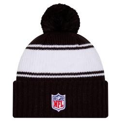 New York Jets New Era Black 2024-25 Sideline Cuffed Knit Hat with Pom