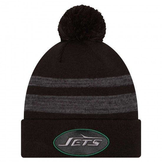 New York Jets New Era Black Dispatch Cuffed Knit Hat with Pom