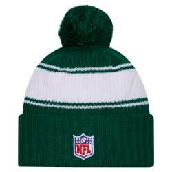 New York Jets New Era Green 2024 Sideline Cuffed Knit Hat with Pom