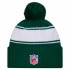 New York Jets New Era Green 2024 Sideline Cuffed Knit Hat with Pom