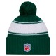 New York Jets New Era Green 2024 Sideline Cuffed Knit Hat with Pom