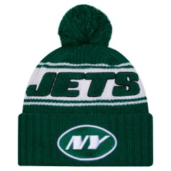 New York Jets New Era Green 2024 Sideline Cuffed Knit Hat with Pom