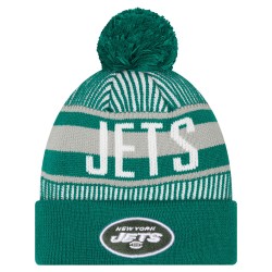 New York Jets New Era Green Striped  Cuffed Knit Hat with Pom