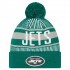 New York Jets New Era Green Striped  Cuffed Knit Hat with Pom
