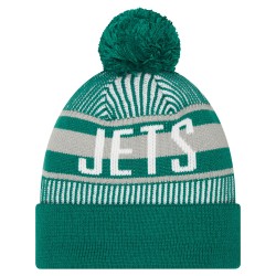 New York Jets New Era Green Striped  Cuffed Knit Hat with Pom