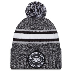 New York Jets New Era Heather Black 2023 Inspire Change Cuffed Knit Hat With Pom