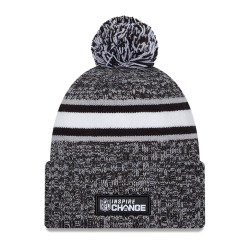 New York Jets New Era Heather Black 2023 Inspire Change Cuffed Knit Hat With Pom