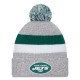 New York Jets New Era Heather Gray Cuffed Knit Hat with Pom