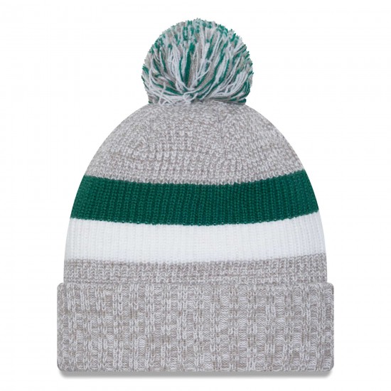 New York Jets New Era Heather Gray Cuffed Knit Hat with Pom