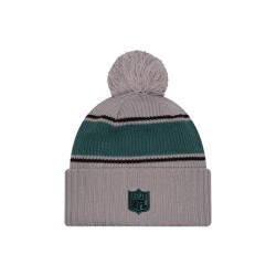 Philadelphia Eagles  New Era Gray 2024 Sideline Sport Cuffed Knit Hat with Pom