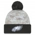 Philadelphia Eagles  New Era White-Graphite 2024 Salute To Service Digital Camo Cuffed Knit Hat with Pom