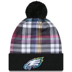 Philadelphia Eagles New Era Black 2024 NFL Crucial Catch Cuffed Knit Hat with Pom