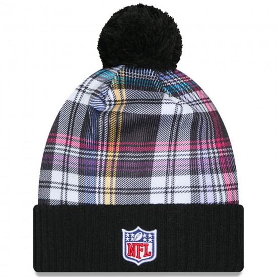 Philadelphia Eagles New Era Black 2024 NFL Crucial Catch Cuffed Knit Hat with Pom