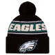 Philadelphia Eagles New Era Black 2024 Sideline Cuffed Knit Hat with Pom
