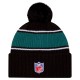 Philadelphia Eagles New Era Black 2024 Sideline Cuffed Knit Hat with Pom