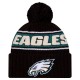 Philadelphia Eagles New Era Black 2024-25 Sideline Cuffed Knit Hat with Pom