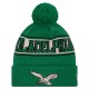 Philadelphia Eagles New Era Kelly Green Retro Cuffed Knit Hat with Pom