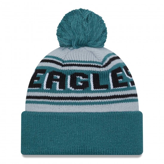 Philadelphia Eagles New Era Midnight Green Main Cuffed Knit Hat with Pom