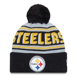 Pittsburgh Steelers  New Era Black  Main Cuffed Knit Hat with Pom