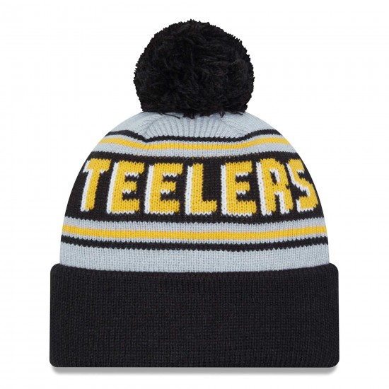 Pittsburgh Steelers  New Era Black  Main Cuffed Knit Hat with Pom