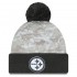 Pittsburgh Steelers  New Era White-Graphite 2024 Salute To Service Digital Camo Cuffed Knit Hat with Pom