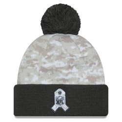 Pittsburgh Steelers  New Era White-Graphite 2024 Salute To Service Digital Camo Cuffed Knit Hat with Pom