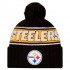 Pittsburgh Steelers New Era Black 2024 Sideline Cuffed Knit Hat with Pom