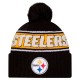 Pittsburgh Steelers New Era Black 2024 Sideline Cuffed Knit Hat with Pom