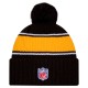 Pittsburgh Steelers New Era Black 2024 Sideline Cuffed Knit Hat with Pom