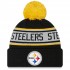 Pittsburgh Steelers New Era Black Repeat Cuffed Knit Hat with Pom