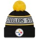 Pittsburgh Steelers New Era Black Repeat Cuffed Knit Hat with Pom