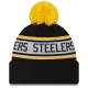 Pittsburgh Steelers New Era Black Repeat Cuffed Knit Hat with Pom